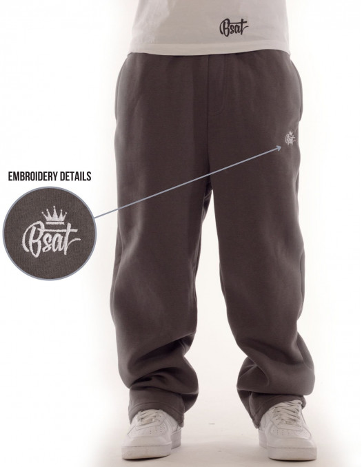 BSAT Contrast Bronx Baggy Sweatpants Ultra Soft Comfy Lounge Steel Grey