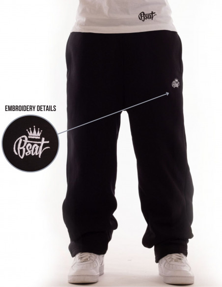 BSAT Contrast Bronx Baggy Sweatpants Ultra Soft Comfy Lounge Black