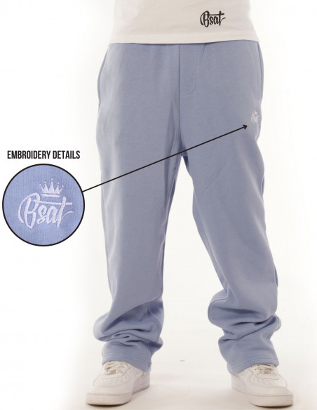 BSAT Contrast Bronx Baggy Sweatpants Ultra Soft Comfy Lounge Sky Blue