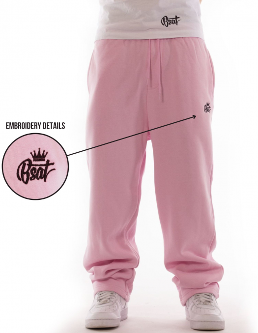 BSAT Bronx Contrast Baggy Sweatpants Ultra Soft Comfy Lounge Soft Pink