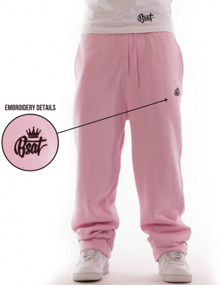 BSAT Bronx Contrast Baggy Sweatpants Ultra Soft Comfy Lounge Soft Pink