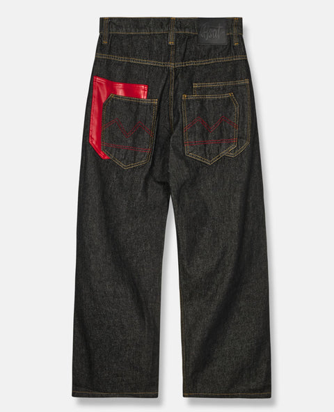 BSAT 4 Pocket Baggy Jeans Black n Red